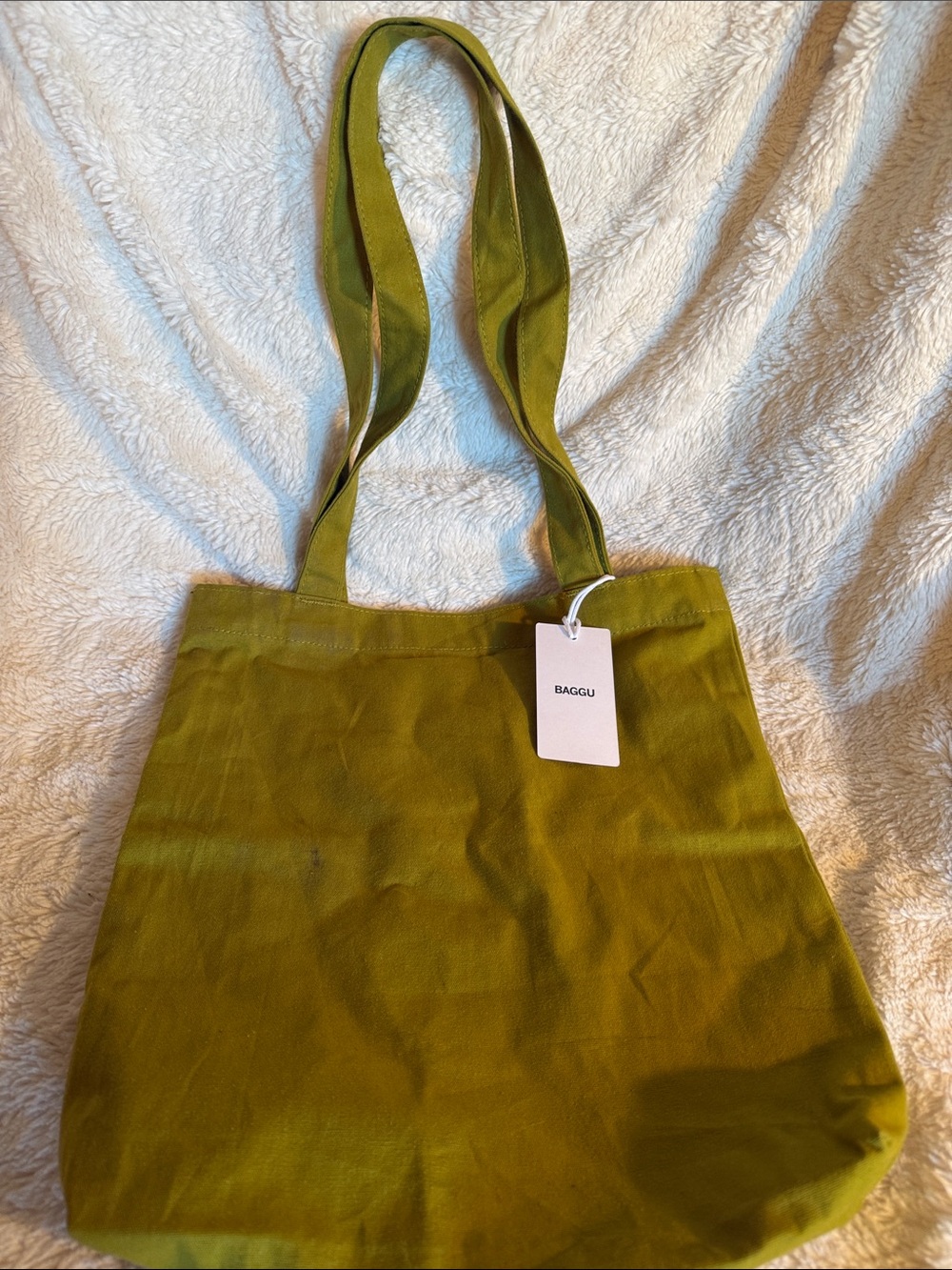 BAGGU Olive Green Canvas Shoulder Tote